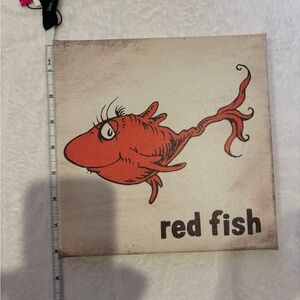 Dr. Seuss Vintage Red Fish 8x8 Canvas Art Print 1960 Nursery Classroom Decor